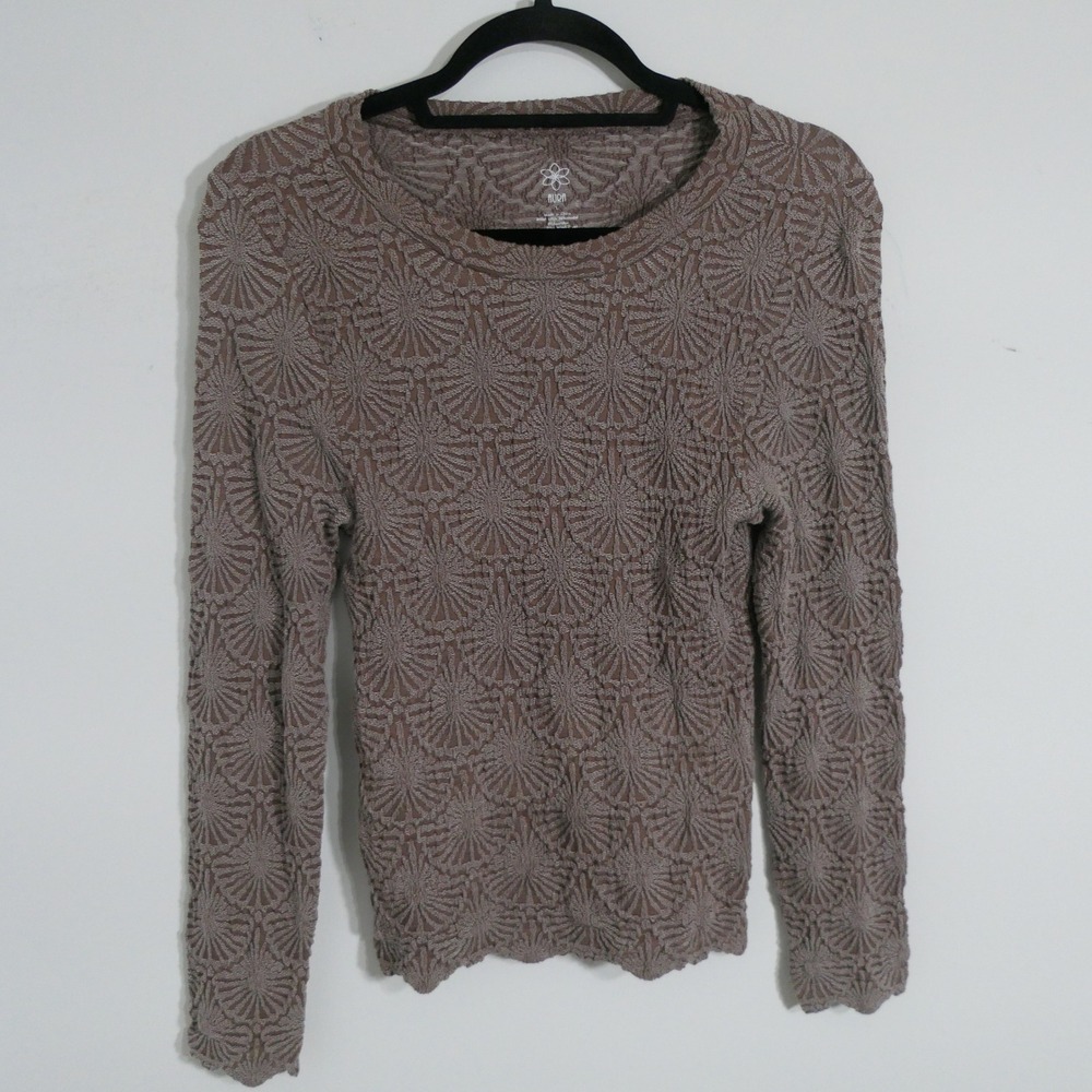 Aura‎ Womens Textured Popcorn Knit Top L Brown Sunburst Textured SCT1549-000P
